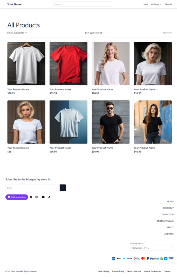 Simple HTML e-commerce Template