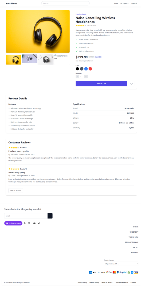 Simple HTML e-commerce Template